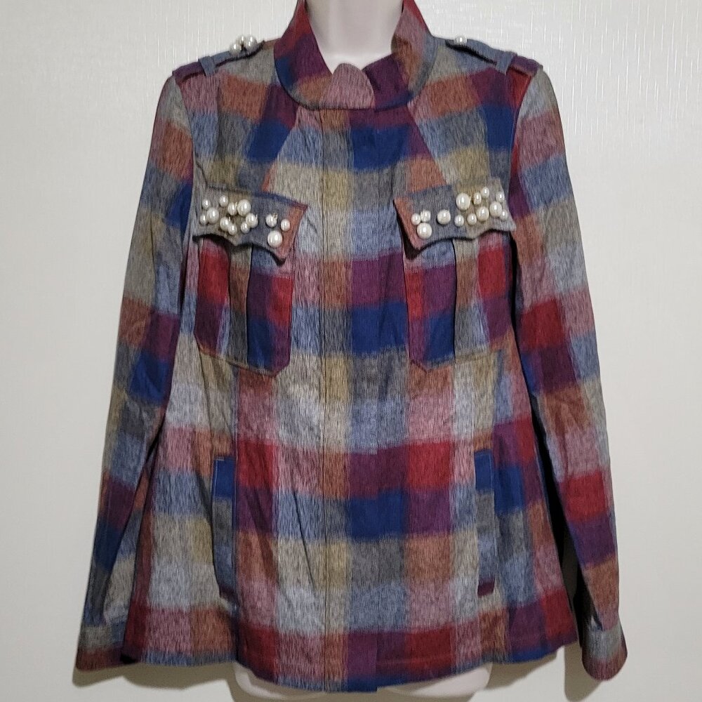 CAbi Full Hidden Zip Shirt Jacket  NWOT!